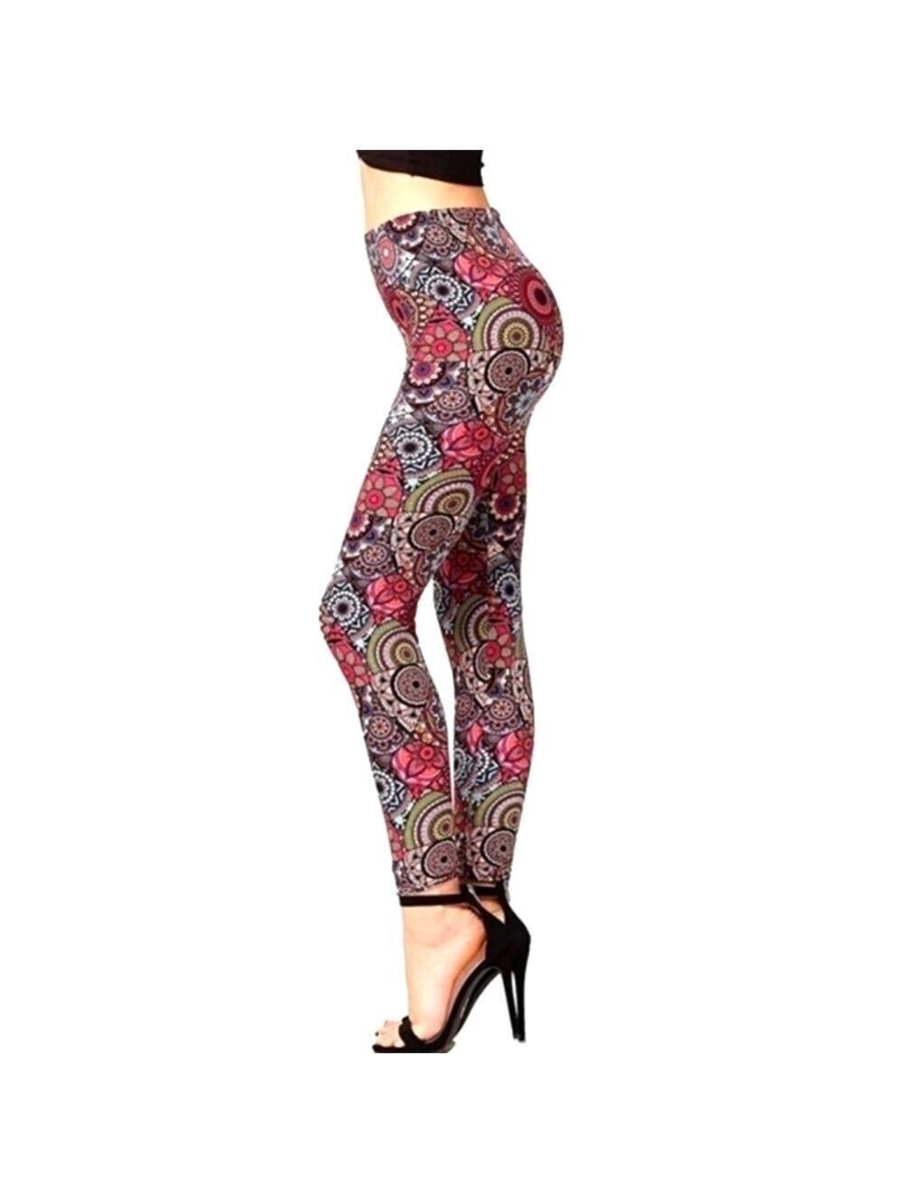 LEGGINGS DEPOT PINK Multi Color Mandala Print Full Length Leggings Size 10 NWT